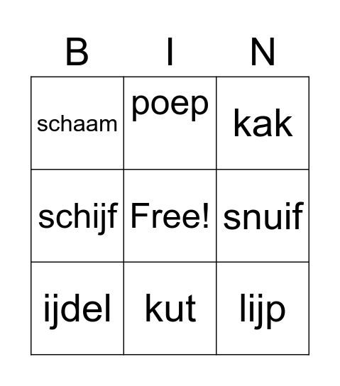 Roel Bingo Card