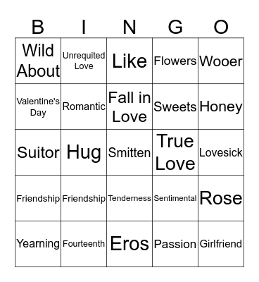 Valentine's Day Bingo Card
