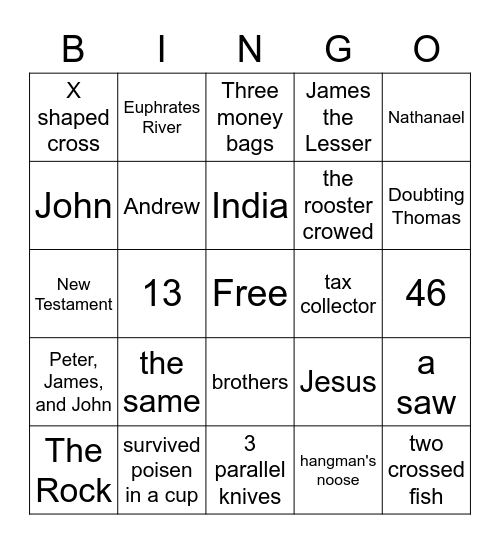 Disiples Bingo Card
