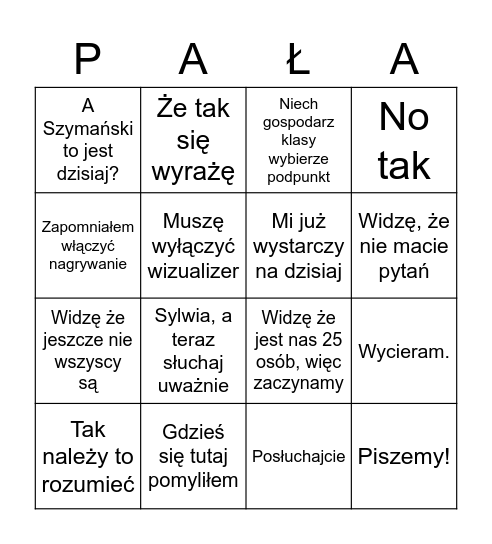 E-lekcje bingo - Markowski Edition Bingo Card