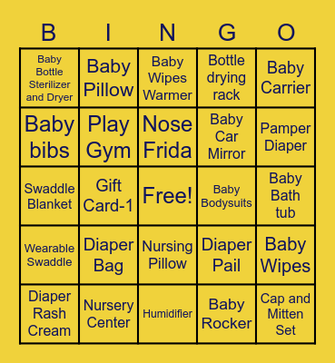 Amol Chitra's Baby Shower Bingo Card