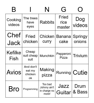 Jacklin's 30th Birthday Bingo Card