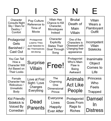 Disney Cliché BINGO Card
