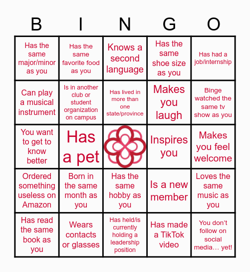 Find a Sister Who… BINGO Card