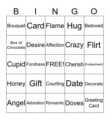 Valentine's Day Bingo Card