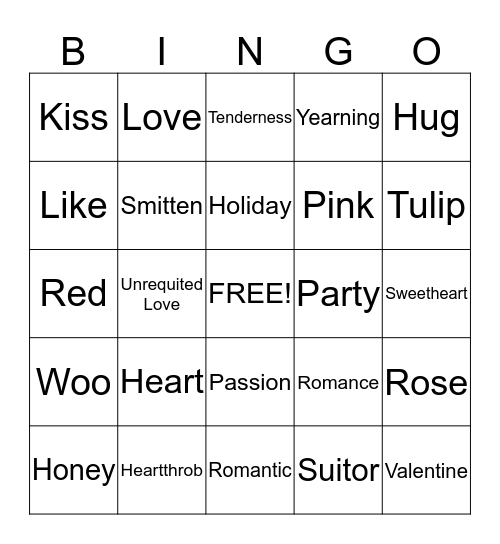 Valentine's Day Bingo Card