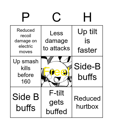 Pichu 10.1 Card Bingo Card