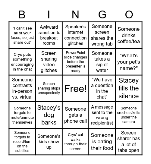Virtual ResLife Bingo Card