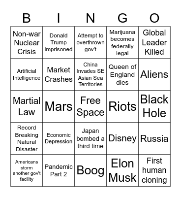 2021 Bingo Card
