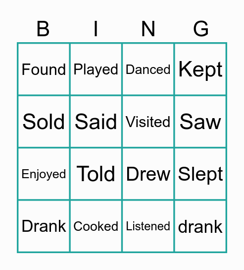 VERBS IN PAST Bingo Card