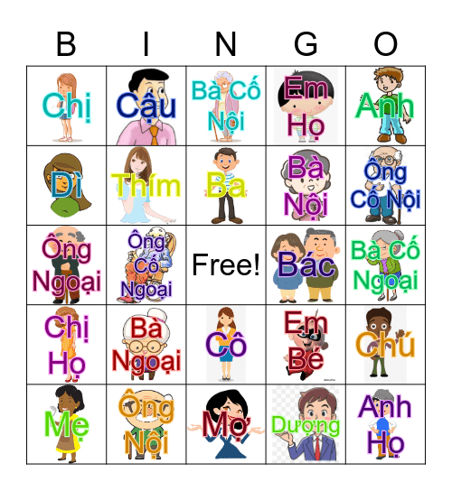 Gia Đình Bingo Card
