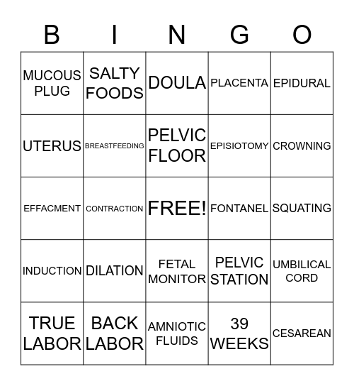 LABOR & DELIVERY  Bingo Card