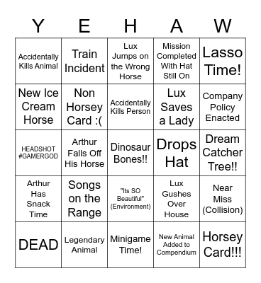 Wuxie Goes West Bingo Card