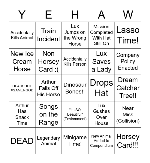 Wuxie Goes West Bingo Card