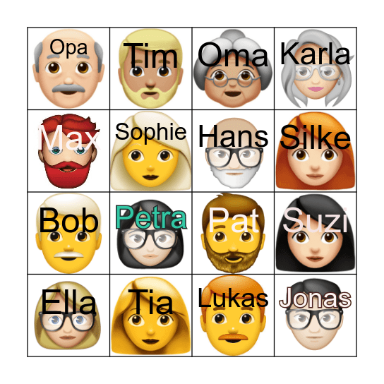 Meine Familie Bingo Card