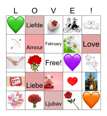 Valentines Day Bingo Card