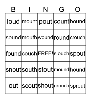 OU words Bingo Card
