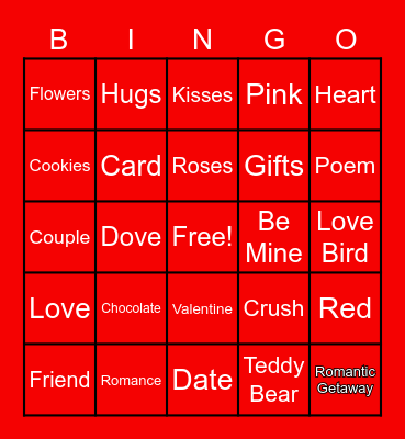 Valentine Bigo Bingo Card
