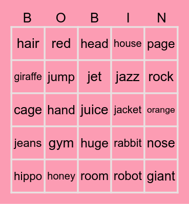 Robin Coolest Bingo Card