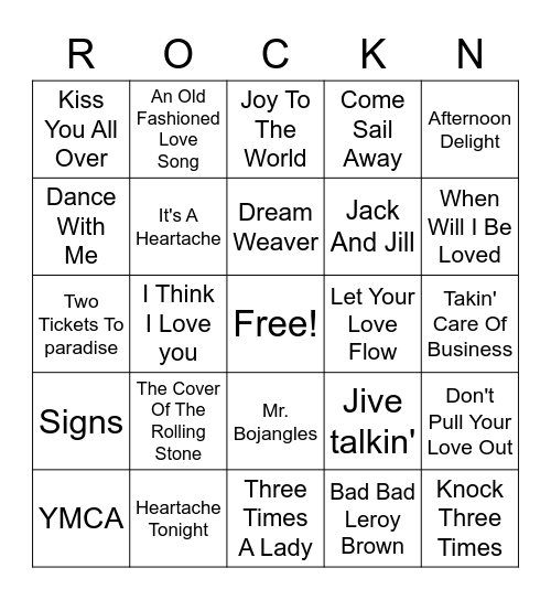 70s Hits Bingo Card