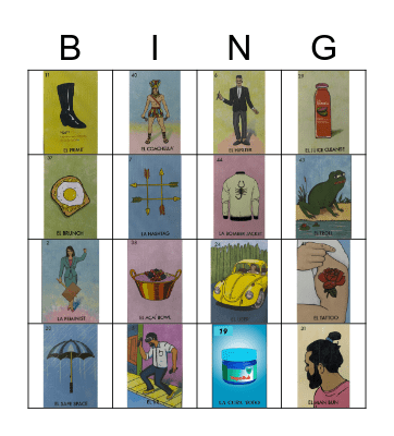 MILLENIAL LOTERIA Bingo Card
