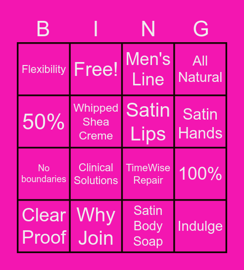 Skin & Body Care Bingo Card