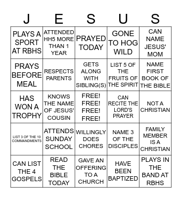 HH5 Bingo Card