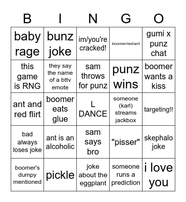 pummel party bingo Card