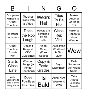 Rob Bingo Card