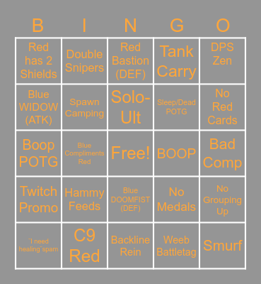Overwatch Bingo Card