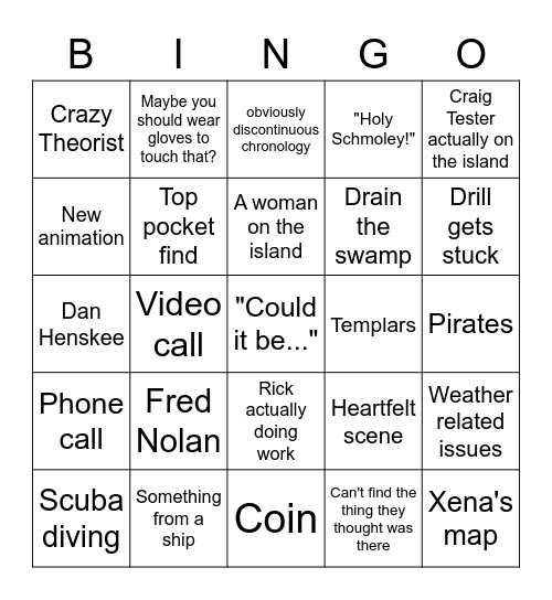 Curse of Oak Island Bingo Card