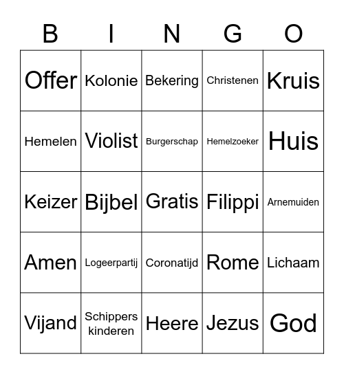 Preekbingo Card