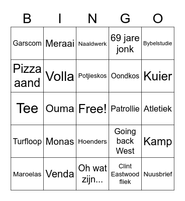 Ouma Carol Bingo Card