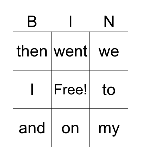 Yellow Oxford Words Bingo Card