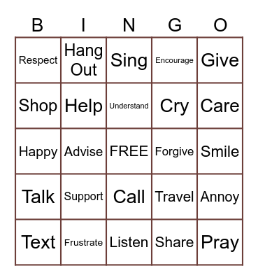 Friends Bingo Card