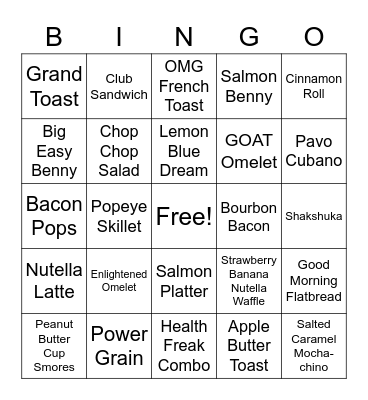 Sunday Funday Bingo Card