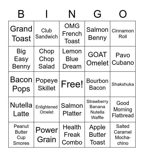 Sunday Funday Bingo Card