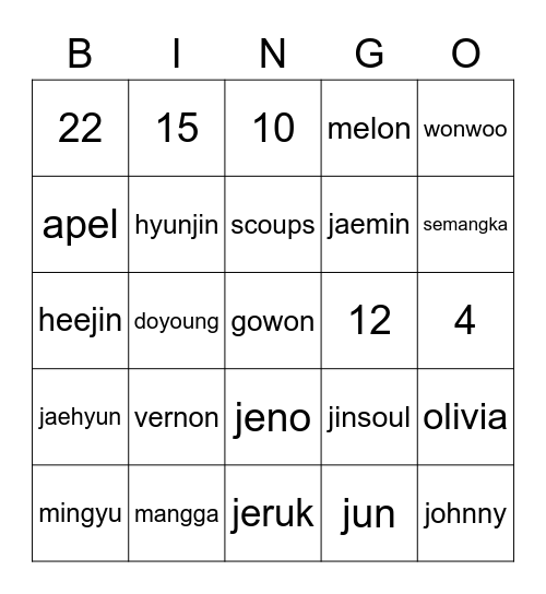 TCJUYEON98 Bingo Card
