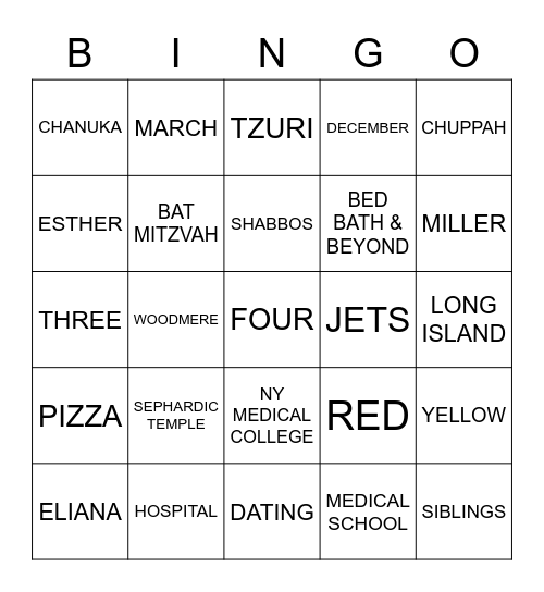 Deena's Shower Bingo Card