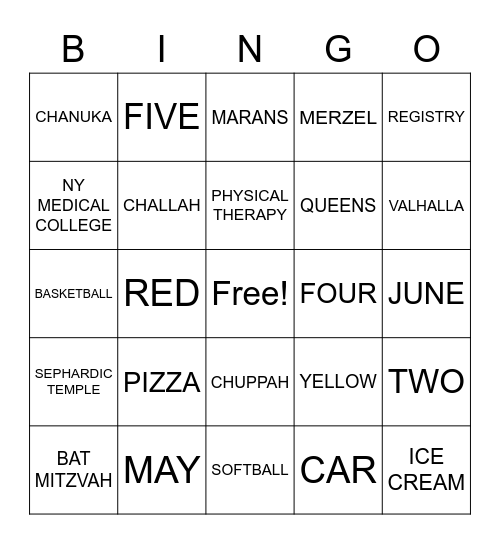 Deena's Shower Bingo! Bingo Card