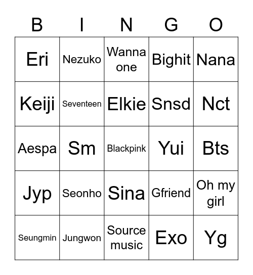 SHU127 - LUSI Bingo Card