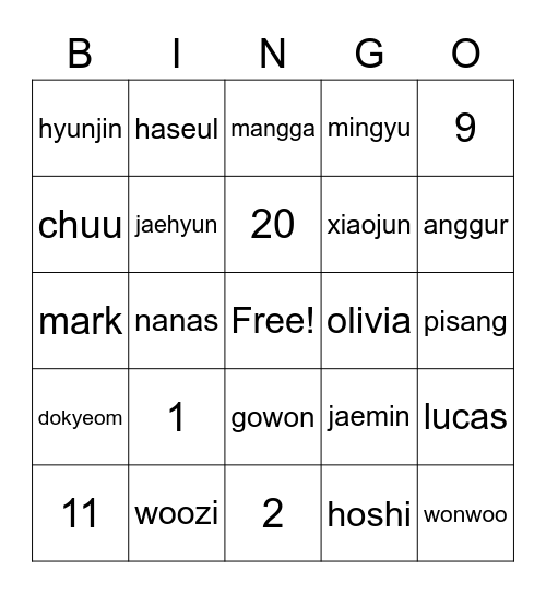 TCTAEHYUNG95 Bingo Card