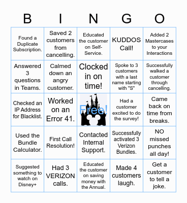 DISNEY PLUS Bingo Card