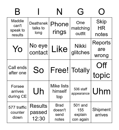 CC Bingo Card