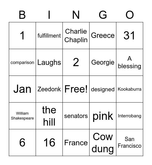 Bee-yotchs Birthday Bingo Card