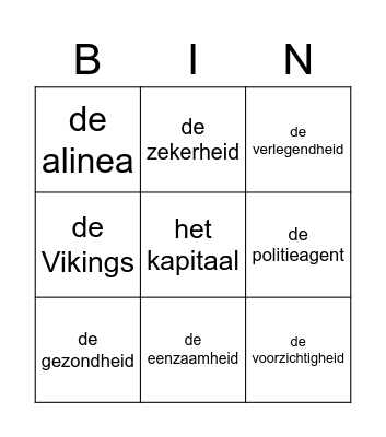 Woordpakket 15 Bingo Card