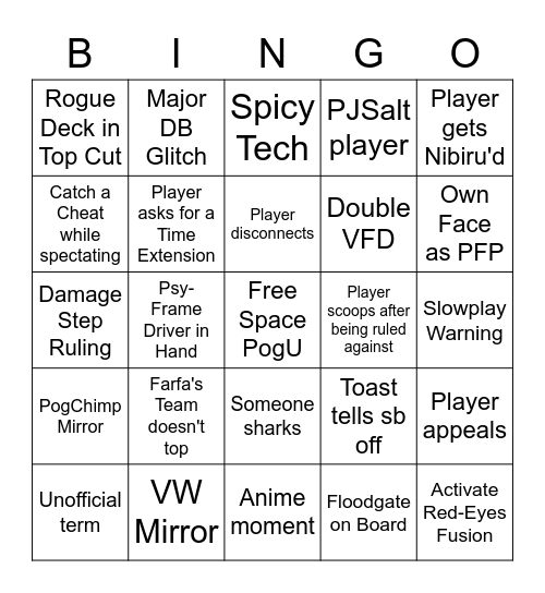 Distantcoder 3v3 Bingo Card