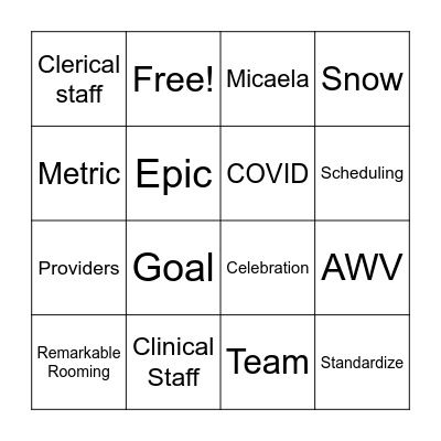 February Provider Meeting Bingo Card