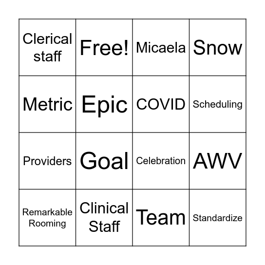 February Provider Meeting Bingo Card