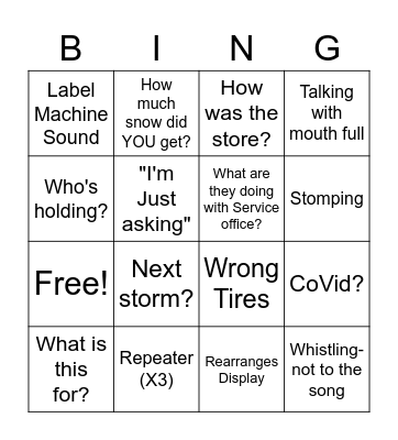 Sunday Bingo Card